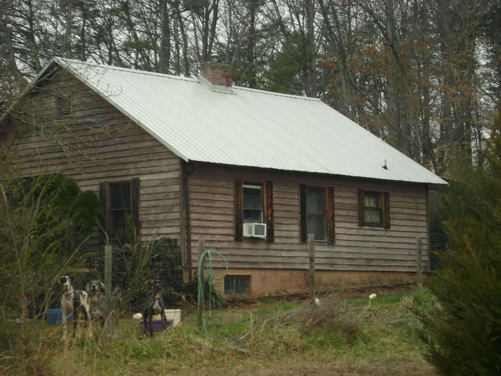 White metal roof on an old wood sided farmhouse in Davenport